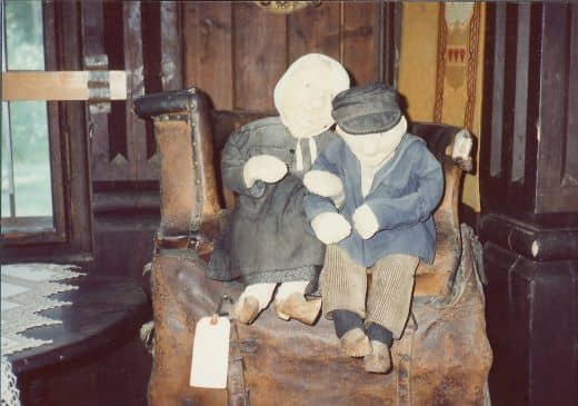 These old Grandpa & Grandma cloth dolls date back to the 1800s. On display at Little Norway