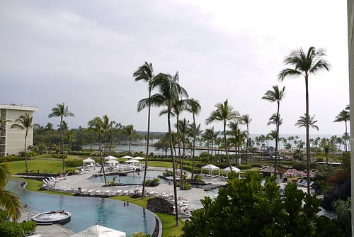 The Marriott is newly renovated and is located on Anaehoomalu Bay, one of the best places to snorkel.