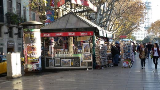 Need a newspaper, magazine, map, postcard or other periodical? No problem in Las Ramblas!