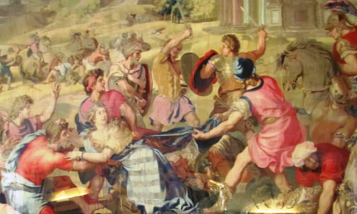 The château boasts this beautiful 17th century wool and silk tapestry depicting the rape of Helen of Troy. Expensive tapestries line many of the walls from floor to ceiling.