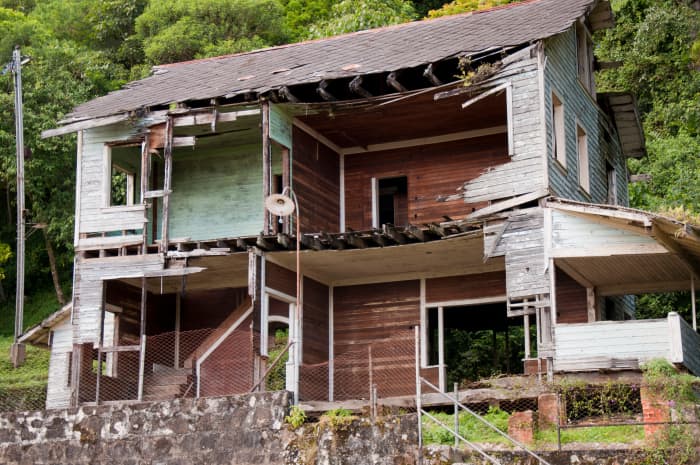 Remains of dwelling close beside the US Consulate, El Rosario. Possibly the living quarters of the Consul or other dignitaries.