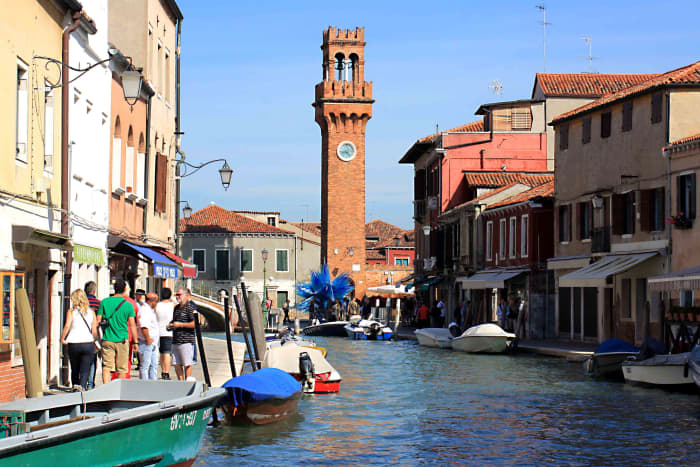 Rio dei Vetrai and the bell tower of Campo Santo Stefano. See the blue glass sculpture featured in an earlier photo