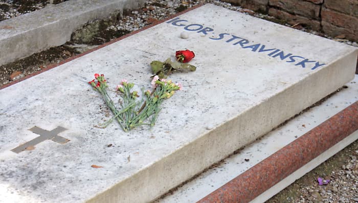 Igor Stravinsky actually died in New York, but the composer requested to be buried here