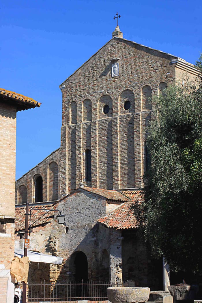 The remarkable Cathedral of Santa Maria Assunta on the Island of Torcello - the exterior is quite plain, but the interior stands out as one of the very finest examples of Byzantine decoration in the region