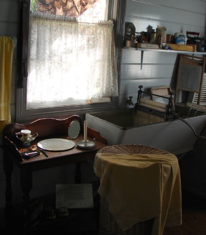 The laundry as it was when the home was inhabited in years passed.