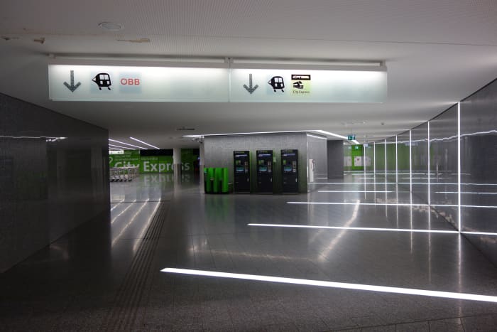 The train station at Vienna Airport. Follow the signs for the OBB, not the CAT