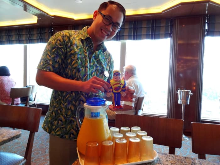 Lester, a friendly, efficient server at the Horizon Court Buffet, recognized Speedy and called him by name.