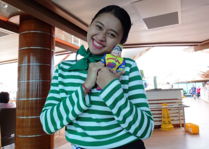The wait staff were amazingly eager to pose with little Speedy after serving our beverages. Here is Ruby with Speedy.