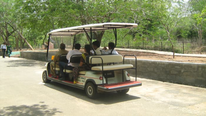 Electric car ferrying tourists around the zoo