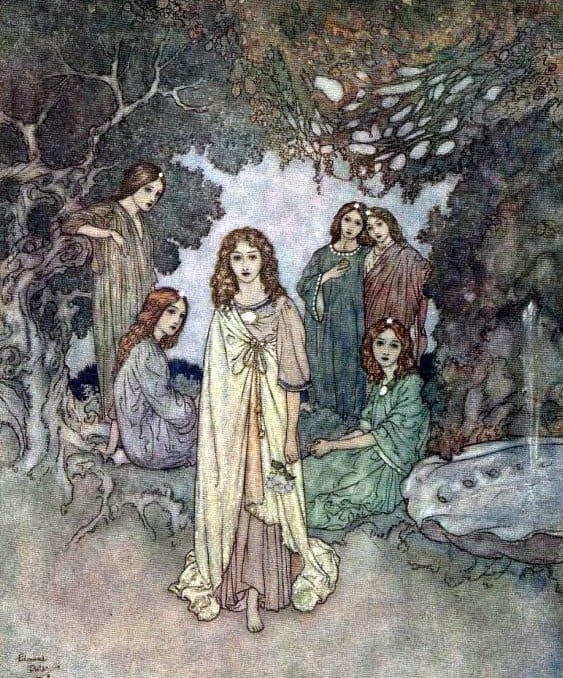 "The Fairy of the Garden" by Edmund Dulac - Illustration for Hans Christian Anderson's "The Garden of Paradise"