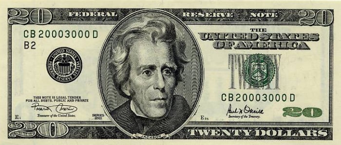 I chose $20 because it's a nice, round number. It's obtainable (even for someone who can only stash away a buck or two a week). And it's what I happened to have in my bag when I opened it to look.
