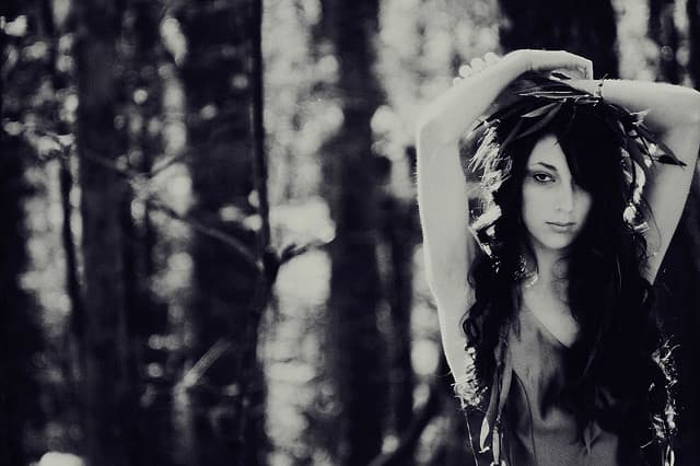 In Ukrainian mythology, the mavka take the form of young, beautiful women (like nymphs) with very long hair,