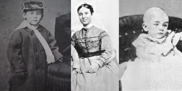 The Briggs family. Pictured are Benjamin's wife Sarah Cobb and daughter Sophia who were with him aboard the ship and his son, who was left behind.
