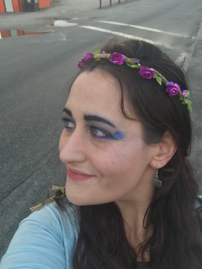 Keep in mind, I was awake all night and watched the sunrise, so I don't exactly look my best! But I played the part of the Priestess during ritual, and wearing the crown of flowers made me feel even more magical!