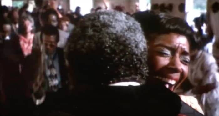Realizing that their lost relationship has been found, Shug and her daddy embrace with tears of forgiveness.