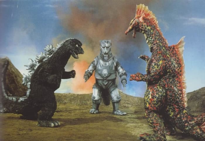 Godzilla, Mechagodzilla, and Titanosaurus.