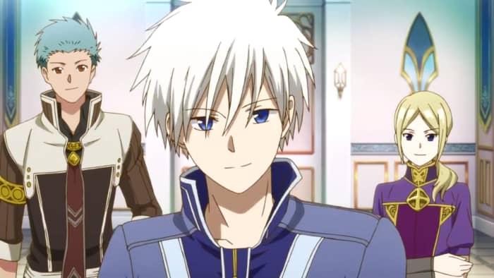 Prince Zen, flanked by his loyal retainers Mitsuhide and Kiki.