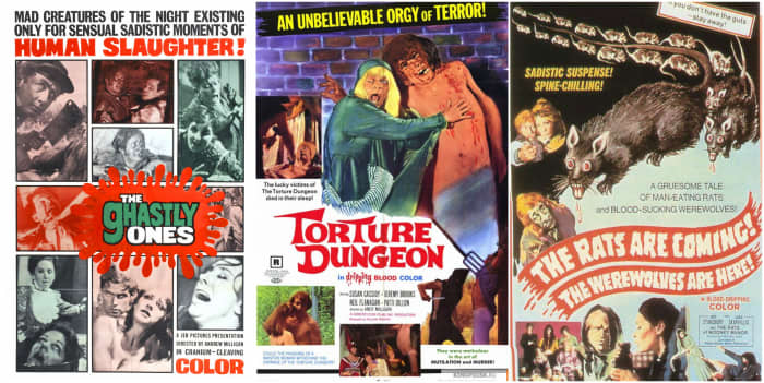 Some of Andy Milligan's other "hits" included "the Ghastly Ones, "Torture Dungeon," and "The Rats are Coming! The Werewolves are Here!"