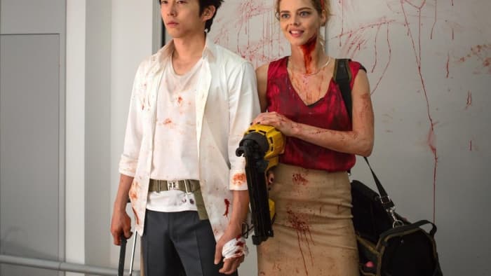 That smirk Samara Weaving, smirking done to perfection. #Mayhem #SamaraWeaving #StevenYuen #Horror #Movies #Reviews#JoeLynch