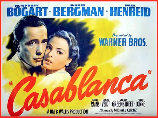 Casablanca is considered one of Hollywood's greatest movies ever. Film critics around the world typically have it rated in the Top 10 movies of all time.