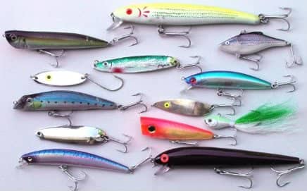 Small metal lures don't have to be this colorful—any minnow-sized bit of metal, with or without a brushy tail, may work.