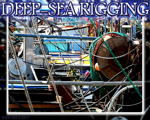 Deep-sea fishing charter boats have a remarkable amount of ropes, nets, and gear, that are called "rigging."