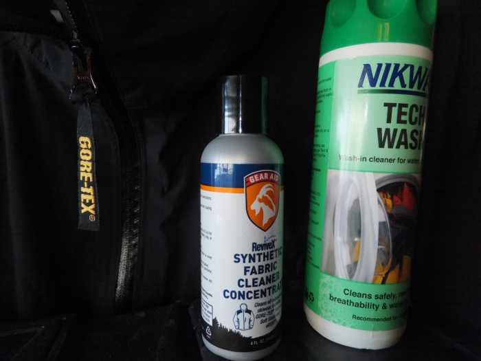 Cleaning products from Nikwax and ReviveX.