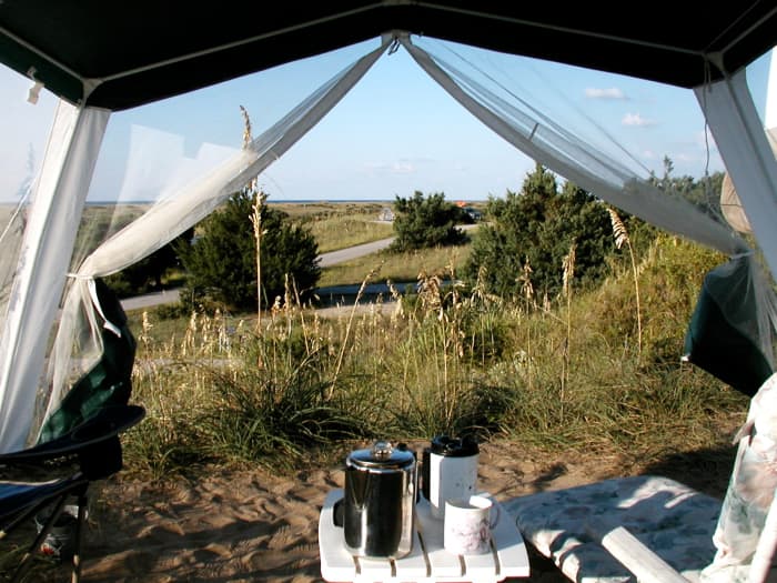 Setting up your outdoor seating and picnic area withing a screen tent will give some protection against mosquitoes in heavily infested areas.