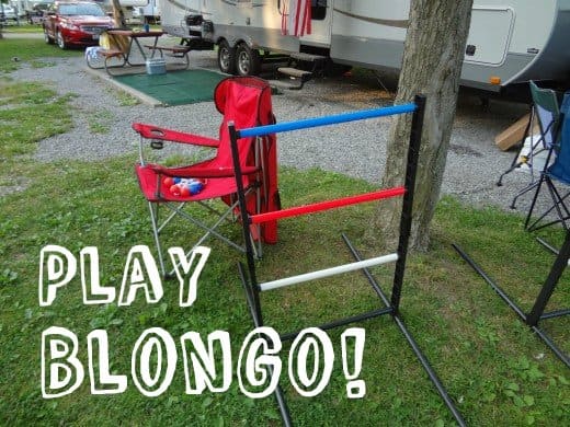 Blongo: Two balls attached by a cord are tossed at the goal. Scoring is based on where the balls land.