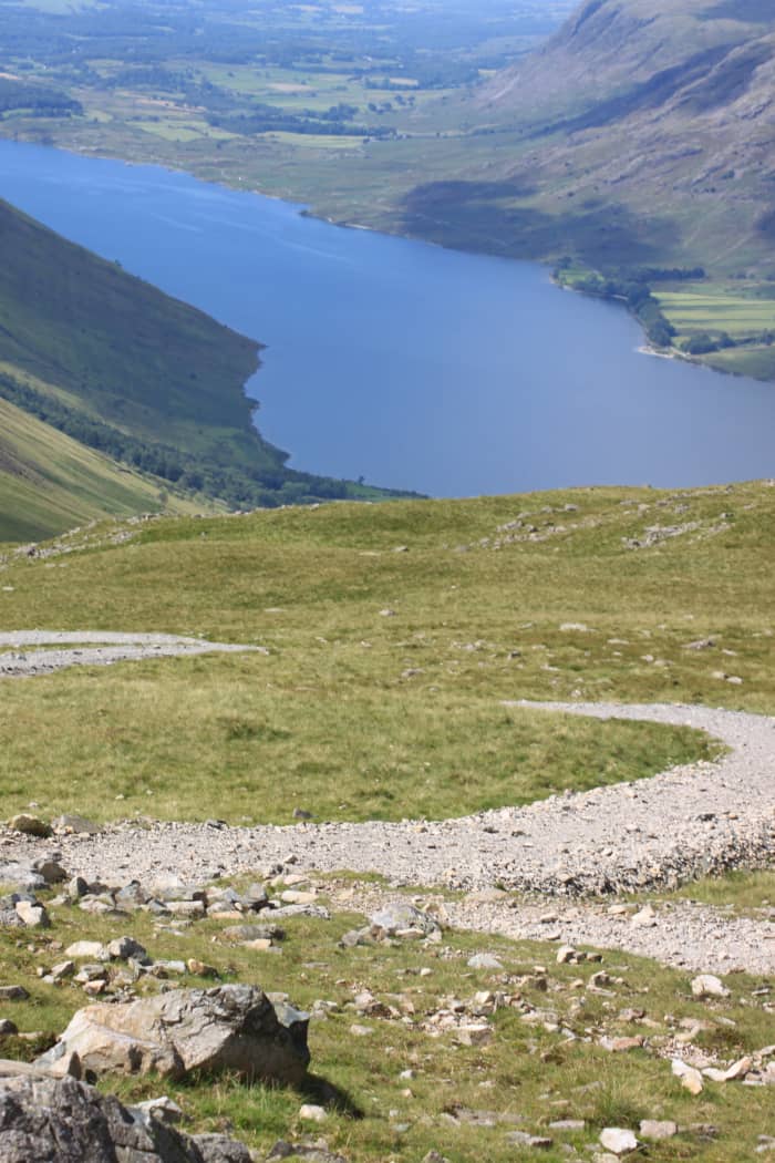 The path weaving its way down to Wast Water and Wasdale. Beware- there's still a fair way to go