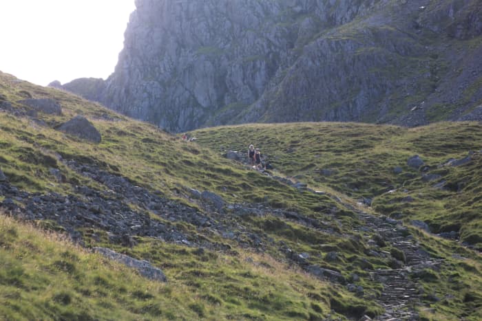The path goes left, or right. Both routes lead towards Scafell Pike but the right route is a more rewarding challenging scramble to Mickledore