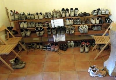 In most places the boots were stored in a different room from where the pilgrims slept. Thankfully...