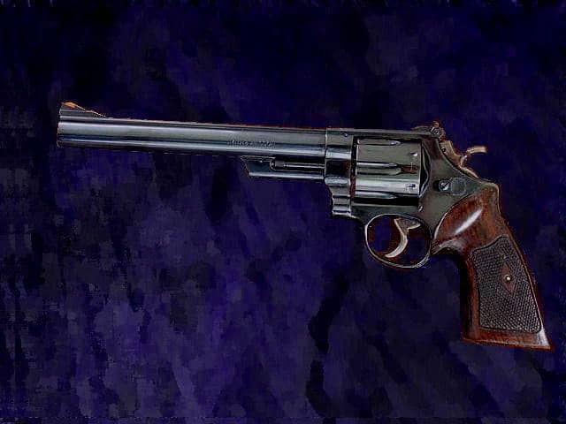 The iconic S&W Model 29 .44 Magnum, made world famous by the "Dirty Harry" movie franchise.