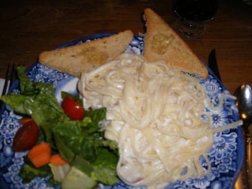 This photo of my chicken alfredo was taken prior to my surgery, and thus I ate it in its original form. But, blended up tastes good, too!
