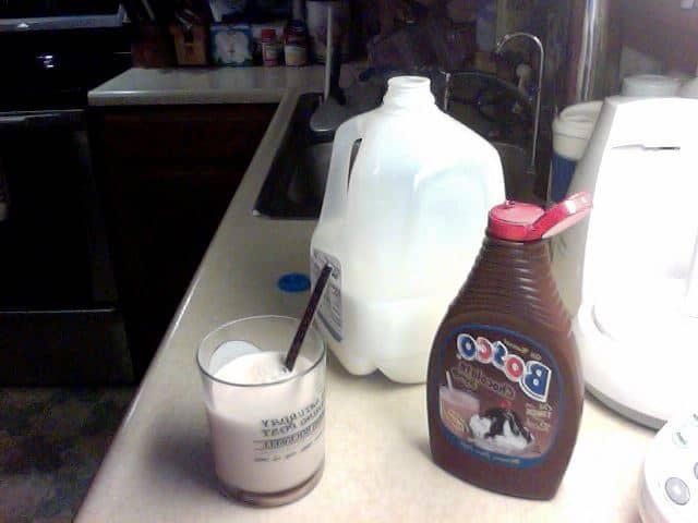 Or, you can make your own chocolate milk. Bosco is my favorite chocolate syrup to use when mixing into plain ol' milk.