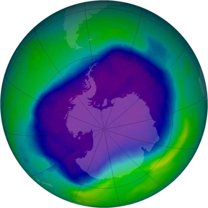 Ozone hole over the South Pole