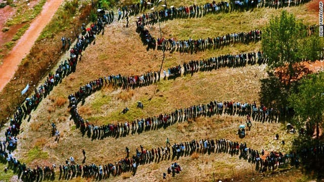 South Africa Voting Mandela into Power in south Africa's First election where Africans were casting their votes