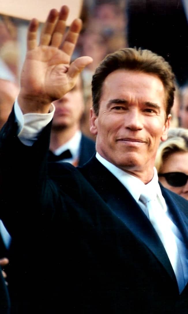 Former Governor of California, Arnold Schwarzenegger, here pictured at the 2003 Cannes film festival, has been an advocate for wind energy for many years. During his time in office he made efforts to reduce greenhouse gases created in California.