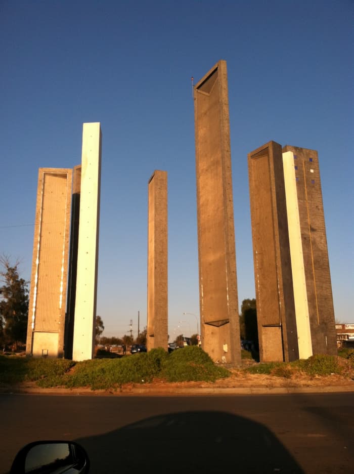 Walter Sisulu Square: At one end of the building, where the V-shape meets, is the Walter Sisulu monument. Walter Sisulu was a South African anti-apartheid activitst and member of the African National Congress (ANC) along with Nelson Mandela and Olive
