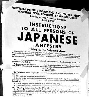 The internment of Japanese Americans was another case where wartime was used to target people wholesale as enemies of the state and justify their illegal treatment
