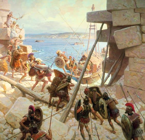 Considered illegal today, the killing of military age males and turning inhabitants into slaves was par for the course in the ancient world. And this included Alexander's sacking of Tyre.