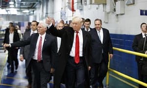 Vice President-elect Pence and President-elect Trump during a tour of a Carrier plant in Indianapolis.