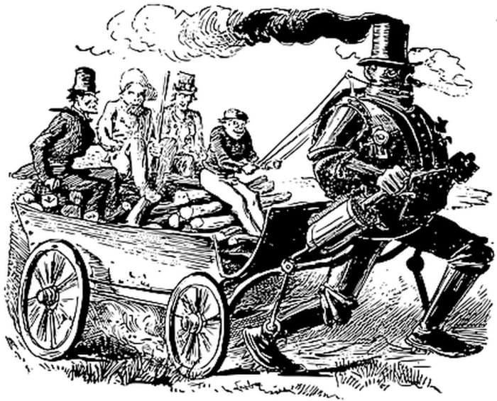 Futuristic Steambot? Zadoc Dederick's steam-powered robot of 1868, a future "horseless carriage" proving that virtually no one can accurately predict the future.