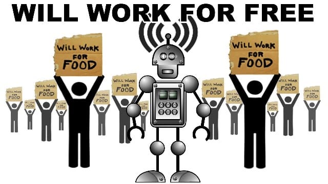 Robots will work for free. How will societies take care of displaced human workers who lose jobs to robots?