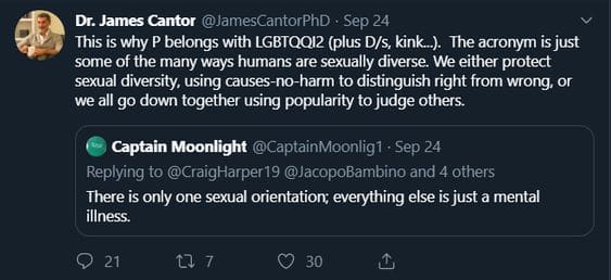 James Cantor is an academic pushing hard for the legalisation of pedophilia. He has essentially taken up the old PIE torch previously held aloft by Peter Tatchell and put a pseudo-psychological spin to it.