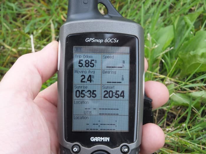 The trip computer is a great asset for keeping track of mileage and distances. This is the trip computer on the Garmin Map 60CSX.