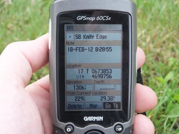 Name waypoints so that they make sense and are easy to find. In this picture, a way point has already been selected and the "go to" button is highlighted.