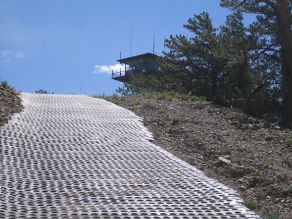 Erosion Control Just Before The O'Leary Peak Lookout - East Summit: You hike on this metal grating to get to the fire tower.