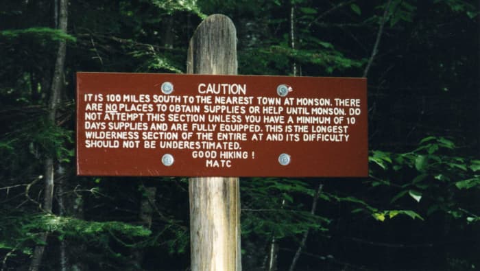 This sign greets hikers at the southbound entrance to Maine's famous 100-mile Wilderness. I experienced fantastic solitude in this section, only meeting one other hiker. I was able to do the section in five-days.