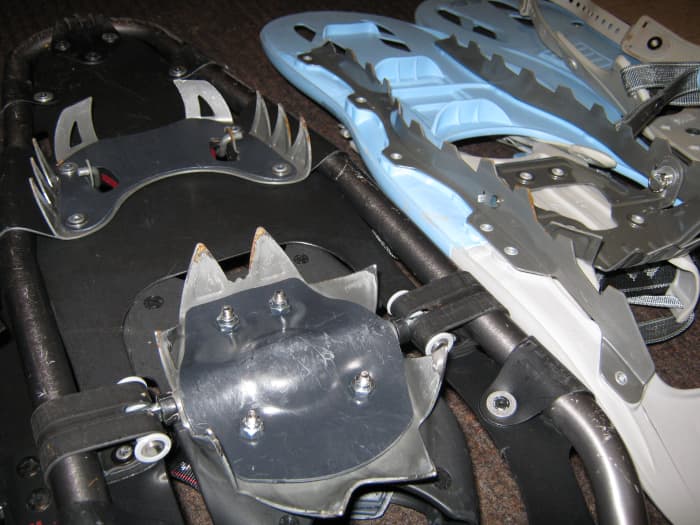 Snowshoe crampons make walking on ice and climbing very easier. Left, Tubbs Mountaineers / Right, Tubbs, TRK